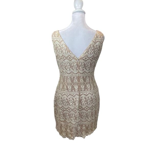 Vintage Cache Ivory Lace and Bead Mini Cocktail Dress Size 8 - Picture 7 of 16